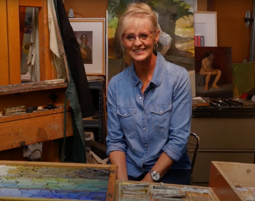 Sally Strand at her easel