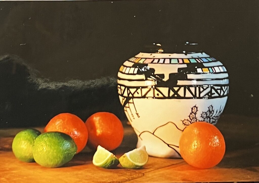 Vase and fruit for still life