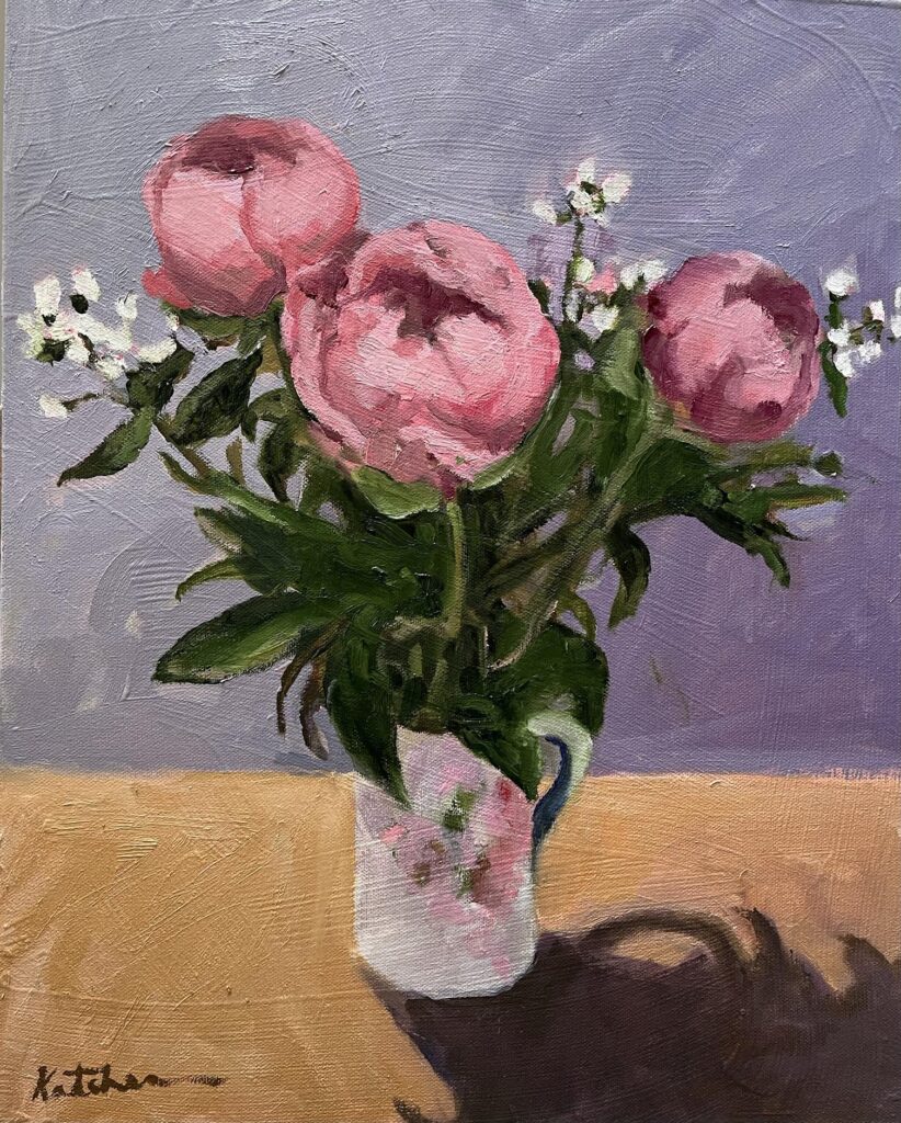 Peonies in oil, by Carole Katchen